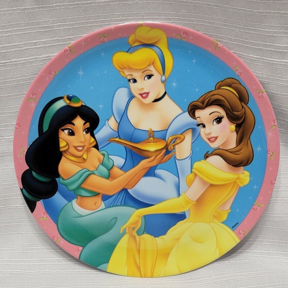 Disney Princess Melamine Plate Zak Designs Jasmine Cinderella Belle Pink Border